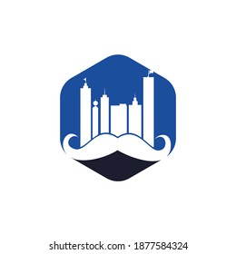 Mustache buildings vector logo design. Strong skyscraper logo design concept.
