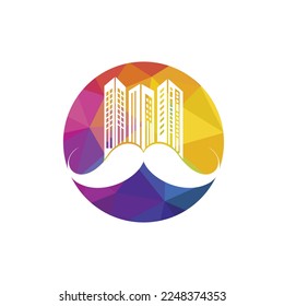 Mustache buildings vector logo design. Strong skyscraper logo design concept.