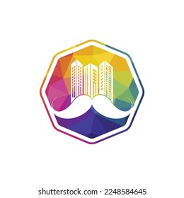 Diseño del logo vectorial de los edificios de Mustache. El concepto de diseño del logotipo de rascacielos.