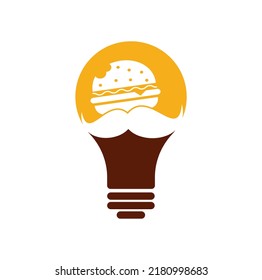 Mustache burger bulb shape concept logo icon vector. Burger with mustache icon logo concept.	