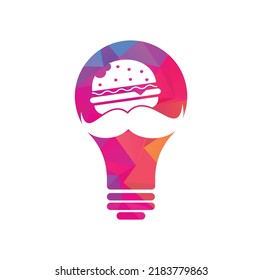 Mustache burger bulb shape concept logo icon vector. Burger with mustache icon logo concept.	