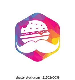 Mustache burger logo icon vector. Burger with mustache icon logo concept.