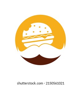 Mustache burger logo icon vector. Burger with mustache icon logo concept.