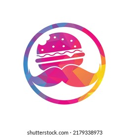 Mustache burger logo icon vector. Burger with mustache icon logo concept.
