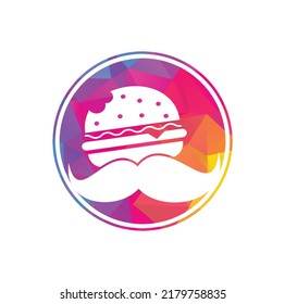 Mustache burger logo icon vector. Burger with mustache icon logo concept.