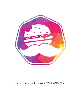 Mustache burger logo icon vector. Burger with mustache icon logo concept.