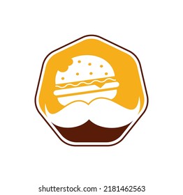 Mustache burger logo icon vector. Burger with mustache icon logo concept.