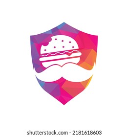 Mustache burger logo icon vector. Burger with mustache icon logo concept.