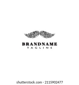 mustache cartoon logo icon design template modern black cute illustration