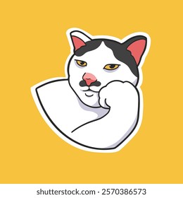 Mustache Cat Meme Sticker T-shirt Vector Cute Illustration