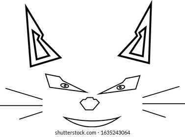 mustache cat muzzle sketch on white background animal concept