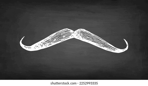 Mustache. Chalk illustration on blackboard background. Hand drawn vector illustration. Vintage style.