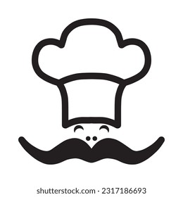 Icono de sombrero de chef bigote aislado de fondo blanco