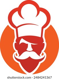 Mustache Chef for Kitchen Bar Restaurant Food Delicious Dish Menu logo design inspiration silhouette logo