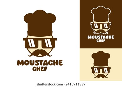 Mustache Chef Kitchen Cooking Glasses Logo Design