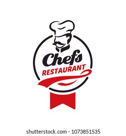 Mustache Chef with Toque Hat for Restaurant Catering logo design inspiration