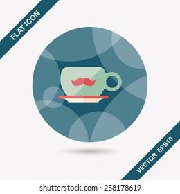 mustache coffee cup flat icon with long shadow,eps10