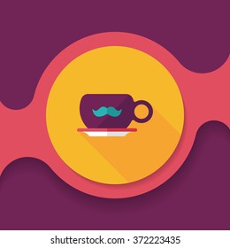 mustache coffee cup flat icon with long shadow,eps10