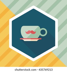 mustache coffee cup flat icon with long shadow,eps10
