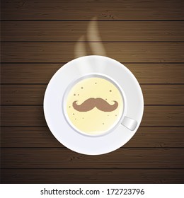 Mustache coffee, mustache drawing on latte art coffee