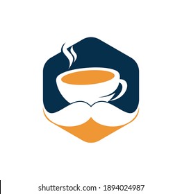 Mustache coffee logo design template. creative coffee shop logo inspiration