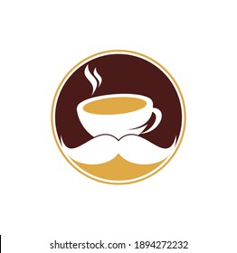 Mustache coffee logo design template. creative coffee shop logo inspiration
