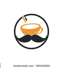 Mustache coffee logo design template. creative coffee shop logo inspiration