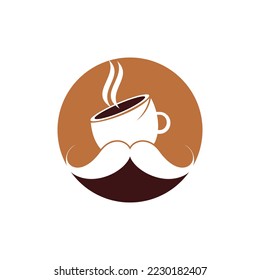 Mustache coffee vector logo design template. Creative coffee shop logo concept.