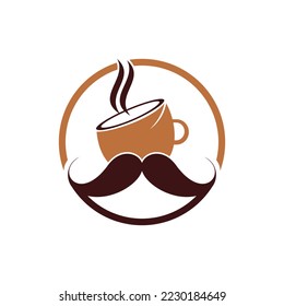 Mustache coffee vector logo design template. Creative coffee shop logo concept.