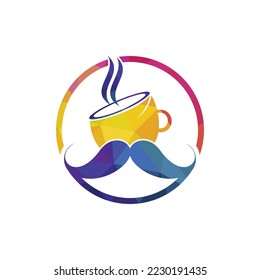 Mustache coffee vector logo design template. Creative coffee shop logo concept.