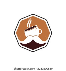 Mustache coffee vector logo design template. Creative coffee shop logo concept.