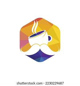 Mustache coffee vector logo design template. Creative coffee shop logo concept.