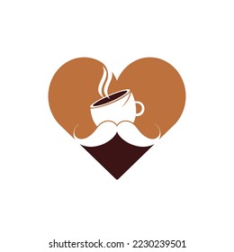 Mustache coffee vector logo design template. Creative coffee shop logo concept.