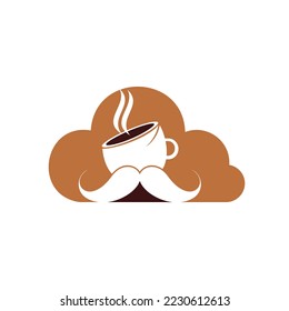 Mustache coffee vector logo design template. Creative coffee shop logo concept.