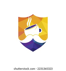 Plantilla de diseño del logotipo del vector del café bigote. Concepto del logo de la creativa cafetería.