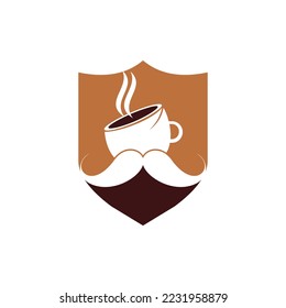 Mustache coffee vector logo design template. Creative coffee shop logo concept.
