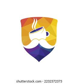 Mustache coffee vector logo design template. Creative coffee shop logo concept.