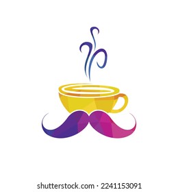 Mustache coffee vector logo design template. Creative coffee shop logo concept.