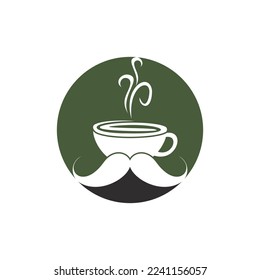 Mustache coffee vector logo design template. Creative coffee shop logo concept.