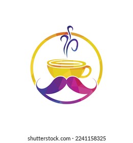 Mustache coffee vector logo design template. Creative coffee shop logo concept.