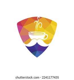 Plantilla de diseño del logotipo del vector del café bigote. Concepto del logo de la creativa cafetería.