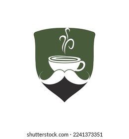 Plantilla de diseño del logotipo del vector del café bigote. Concepto del logo de la creativa cafetería.