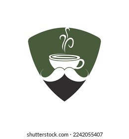 Mustache coffee vector logo design template. Creative coffee shop logo concept.