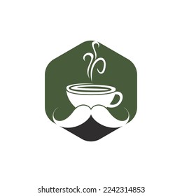 Mustache coffee vector logo design template. Creative coffee shop logo concept.