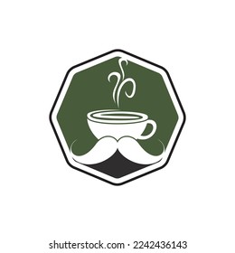 Mustache coffee vector logo design template. Creative coffee shop logo concept.