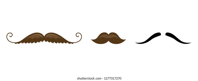 Mustache collection. Black silhouette of the mustache set isolated on white. Vintage engraving stylized drawing. Vector illustration - Vector.