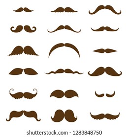 Mustache collection. Black silhouette of the mustache set isolated on white. Vintage engraving stylized drawing. Vector illustration - Vector.