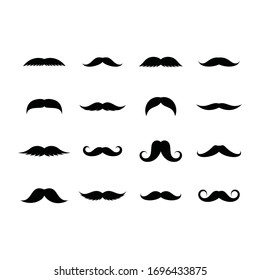 Mustache Collection Icon Set. Set Of Silhouette Mustache Illustration.