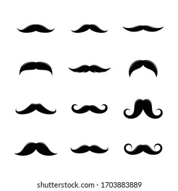 Mustache Collection Icon Set. Set Of Silhouette Mustache Illustration.