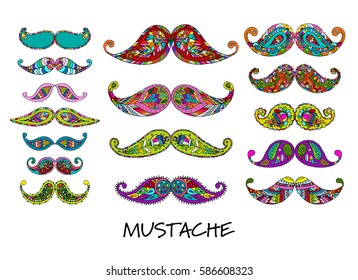 Mustache collection, ornate sketch for your design